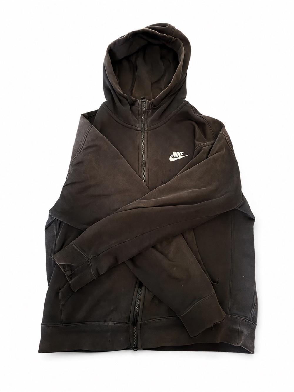 Nike Black Full-Zip Hoodie with White Swoosh